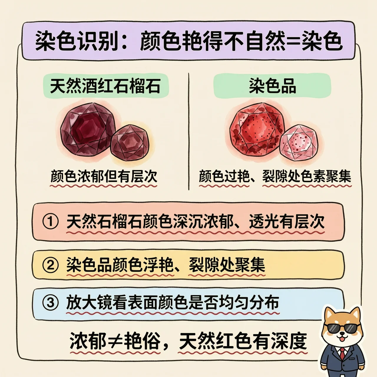 玫红石榴石，最容易是