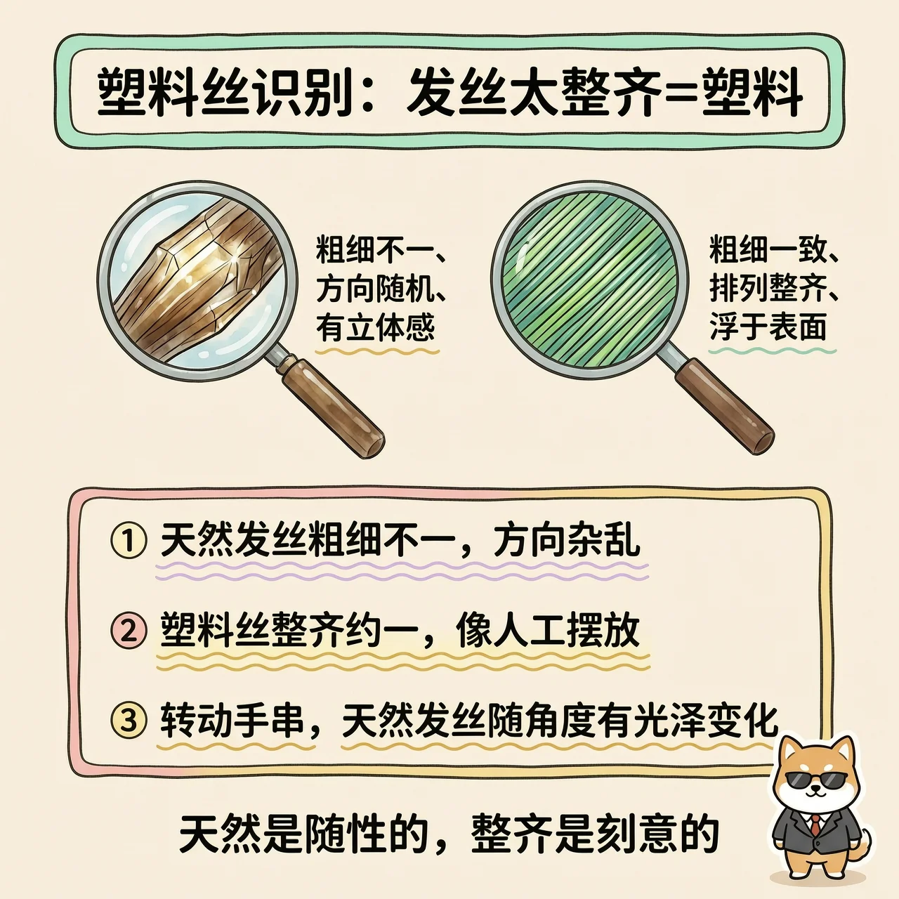 塑料仿发丝，一眼就穿