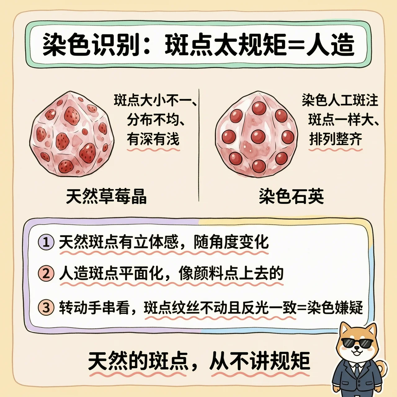 染色草莓晶：红点太均