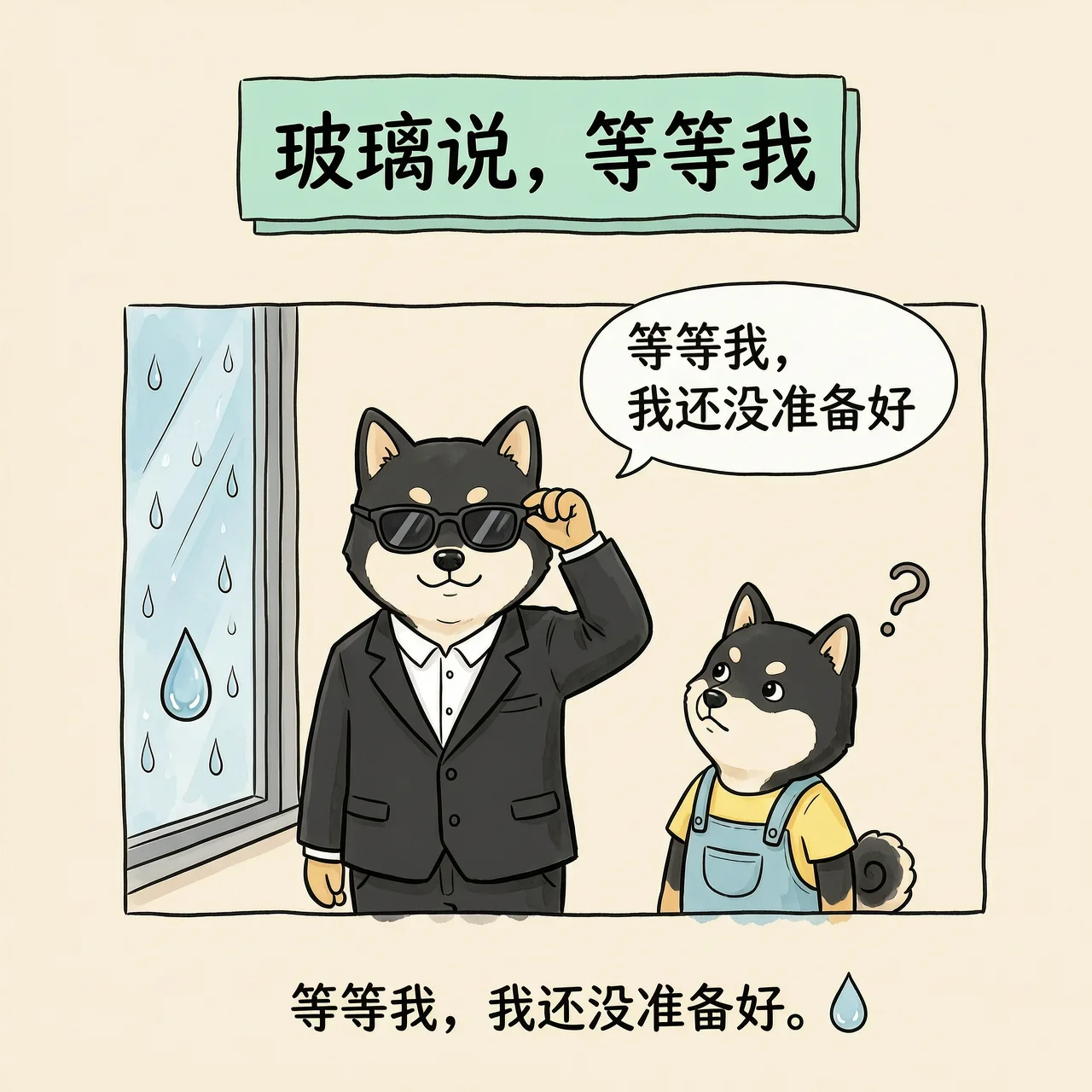 儿子看雨